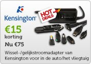 Wissel-/gelijkstroomadapter van Kensington voor in de auto/het vliegtuig